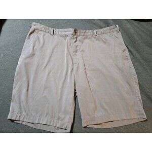 Nike Golf Mens 42 Flat Front Khaki Shorts Beige Tan Outdoor Performance *read